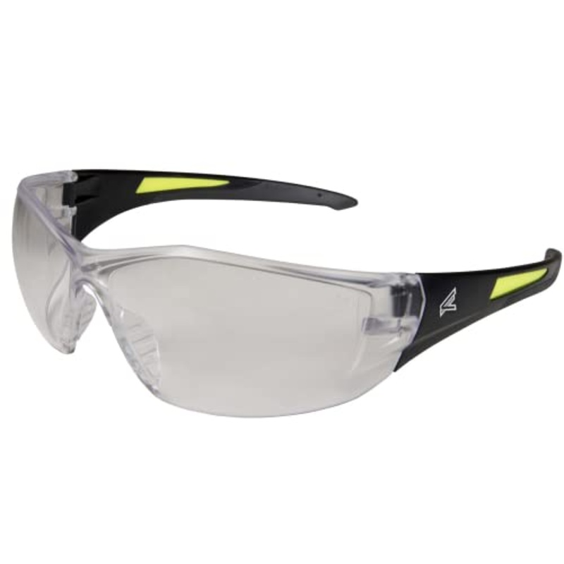 Edge SD111-G2 Delano G2 Wrap-Around Safety Glasses, Anti-Scratch, Non-Slip, UV 400, Military Grade, ANSI/ISEA & MCEPS Compliant, 5.04 Wide, Black Frame / Clear Lens