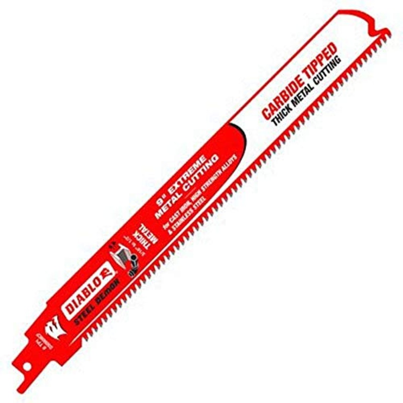 Freud DS0908CF Steel Demon Carbide-Tipped Reciprocating Blades for Thick Metal Cutting, 9