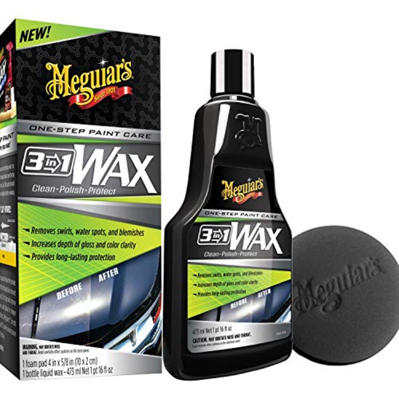 Meguiar’s 3 In 1 Wax – Advanced Cleaner Wax that Blends Defect and Scratch Removal, Car Polishing for a High Gloss, and Long-Lasting Paint Protection All in One Step, 16 Oz