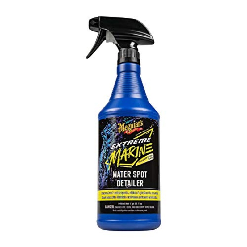 Meguiar’s Extreme Marine Water Spot Detailer – Hard Water Stain Remover that Offers Additional Shine and Protection in One Advanced Marine Detailing Spray – Non-Abrasive Formula, 32 Oz Spray