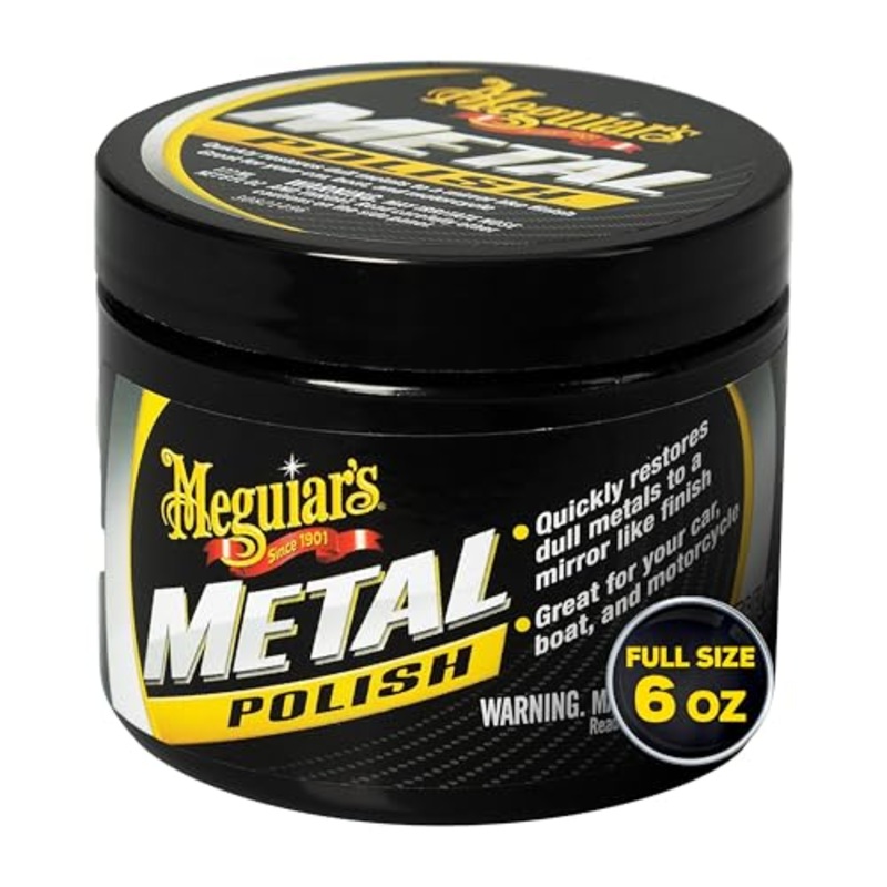 Meguiar’s G211606 Metal Polish, Safe for All Uncoated Metals, Removes Stains and Swirls for a Quick and Easy Clean, Restores Shine, Pairs Well with Our Wheel Polisher Tool, 6 Oz