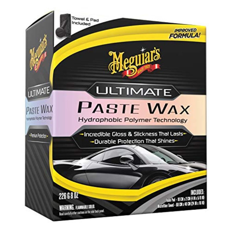 Meguiar’s Ultimate Paste Wax – Premium Car Wax for a Deep, Reflective Shine Gloss with Long-Lasting Protection – Easy to Apply and Remove, Microfiber Towel and Applicator Included, 8 Oz Paste