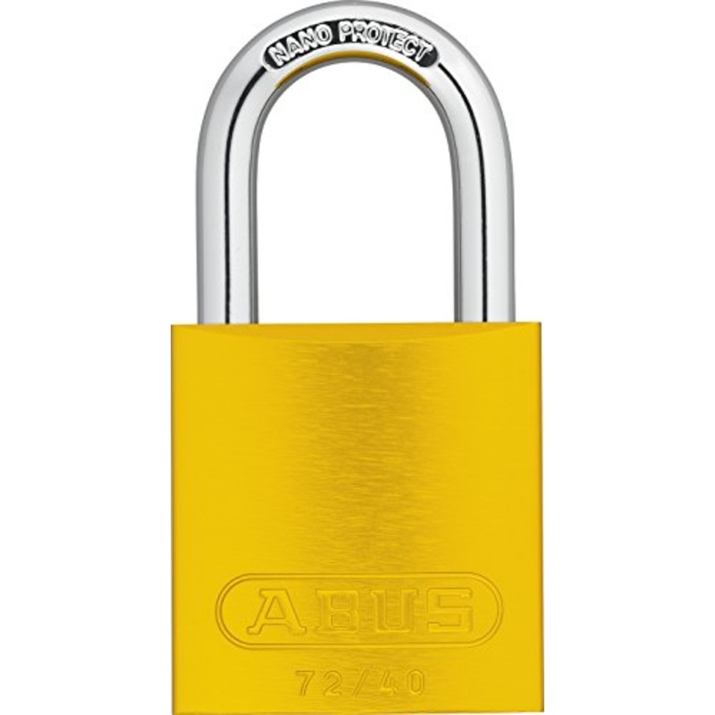 ABUS Yellow 72/40 Lockout Tagout Padlock w/ 1 Shackle, Single Padlock, Keyed Different, 1 Padlock with 2 Keys