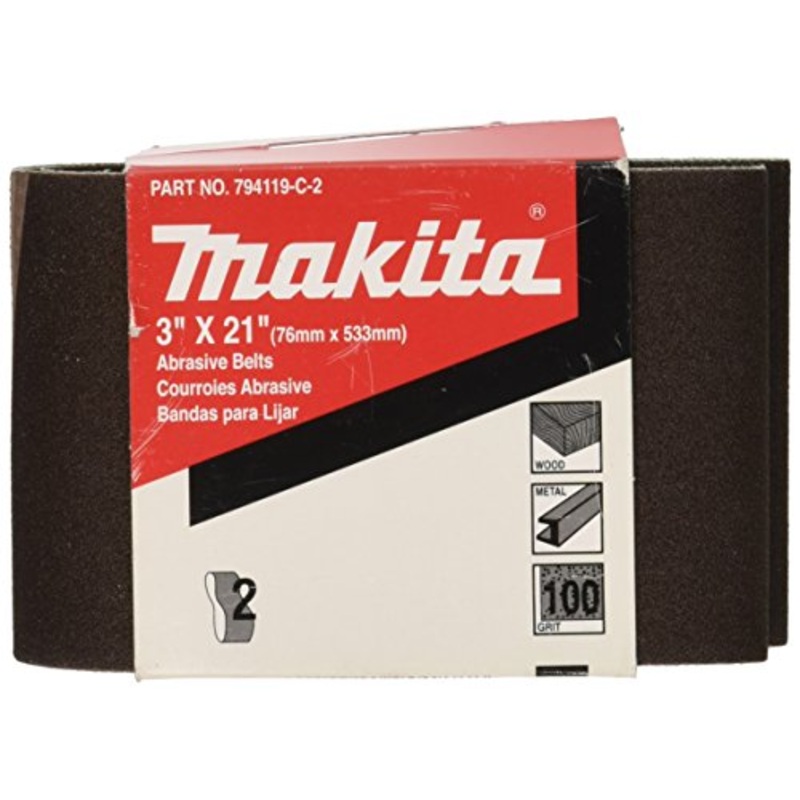 Makita 794119-B-2 3 x 21 Abrasive Belt, 80 Grit, 2/pk