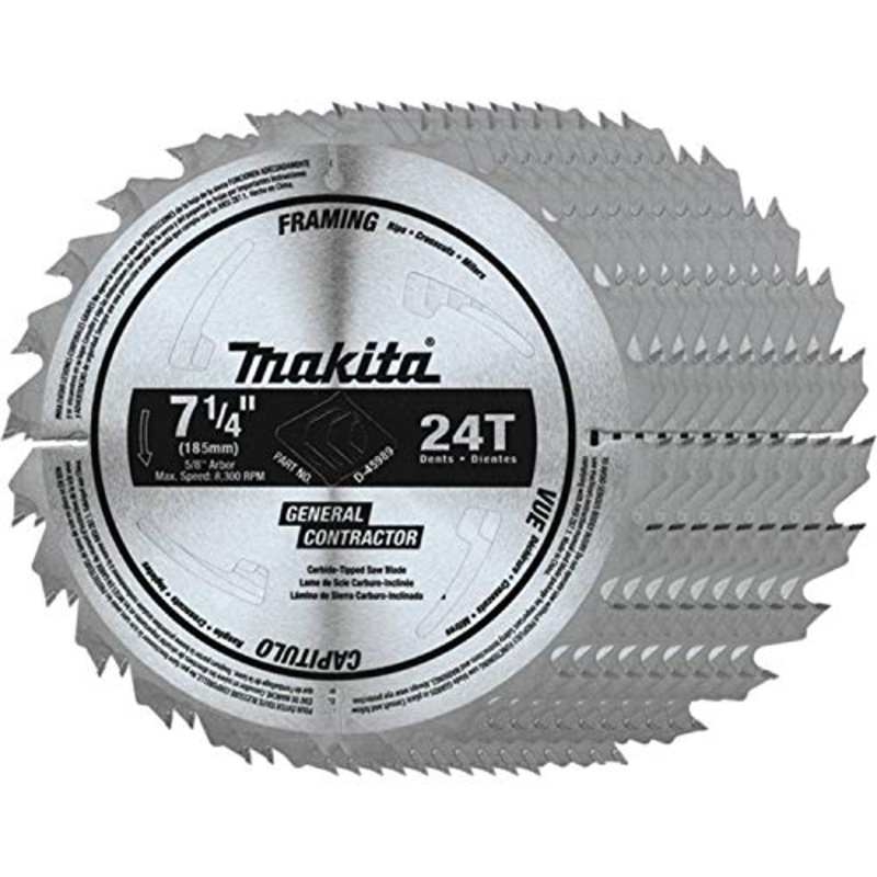 Makita D-45989-10 7-1/4 24T Carbide-Tipped Circular Saw Blade, Framing/General Purpose, 10/pk