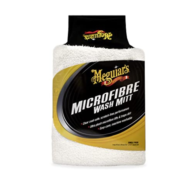Meguiar’s X3002 Microfiber Wash Mitt, Super-Thick, Reusable Wash Mitt for Ultimate Finish, Safe on Clear Coats, Leaving You with A Show Car Finish, 1 Pack