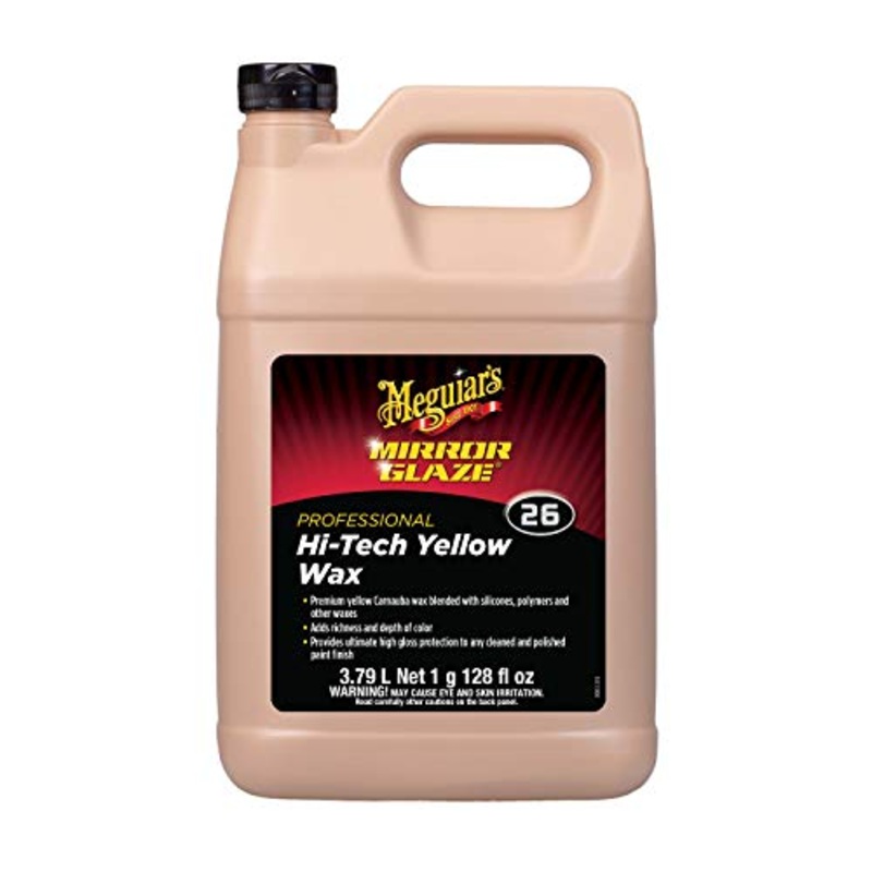 Meguiars Professional Hi-Tech Yellow Wax M2601 – Pro Yellow Carnauba Wax with a Deep Gloss & Shine and a Long-Lasting Protection, Easy to Use Liquid Wax with Professional Results, 1 Gal, 128 Oz
