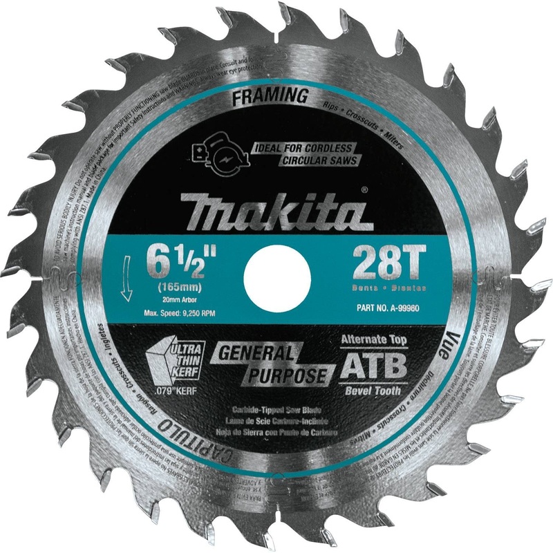 6-1/2 28T Carbide-Tipped Cordless Plunge Saw Blade