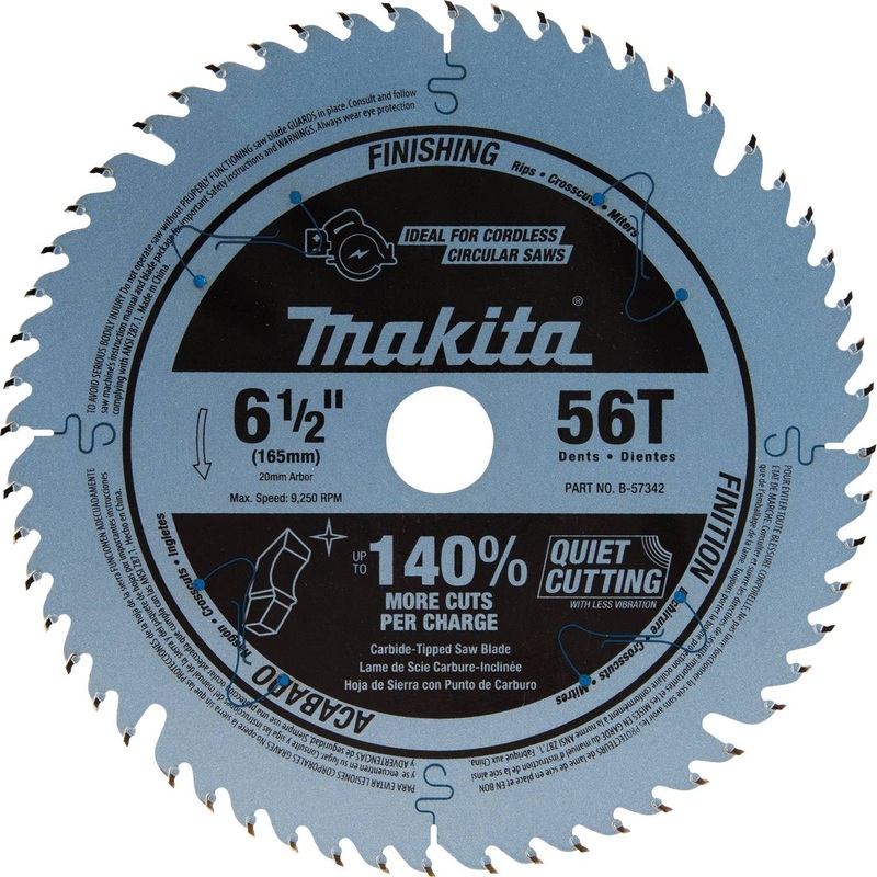 6-1/2 56T Carbide-Tipped Cordless Plunge Saw Blade