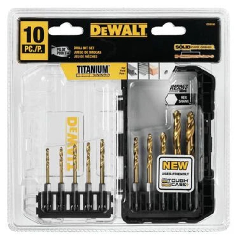 DEWALT (DD5160) Titanium Nitride Coated Drill Bit Set, 10-Piece Impact Ready