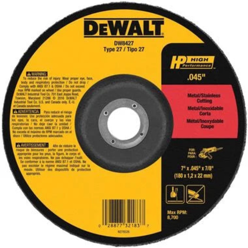 DeWalt (DW8427) Cutting Wheel 7in X .045in X 7/8in HP