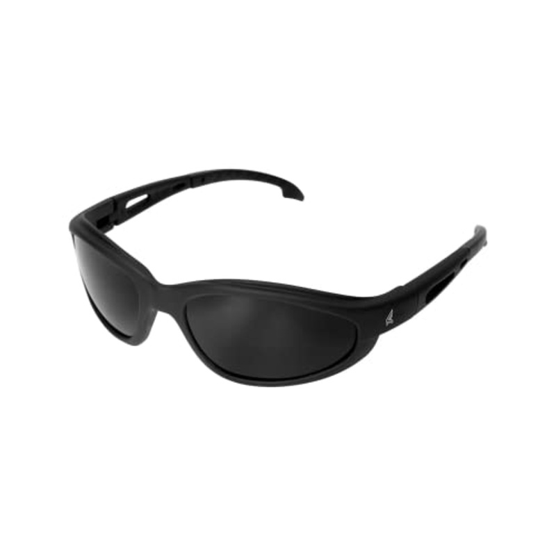 Edge TSM216 Dakura Polarized Wrap-Around Safety Glasses, Anti-Scratch, Non-Slip, UV 400, Military Grade, ANSI/ISEA & MCEPS Compliant, 5.04 Wide, Matte Black Frame / Smoke Lens
