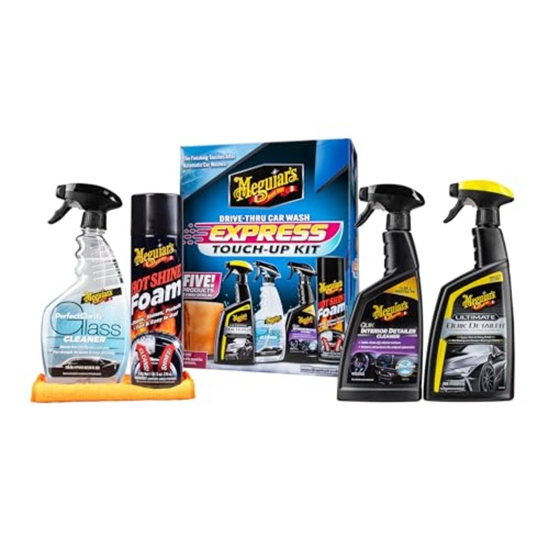 Meguiar’s Drive-Thru Car Wash Express Touch-Up Kit – The Perfect Car Detailing Kit for Touching Up After Running Through an Automatic Car Wash or After Washing Your Ride at Home, Clean Inside and Out