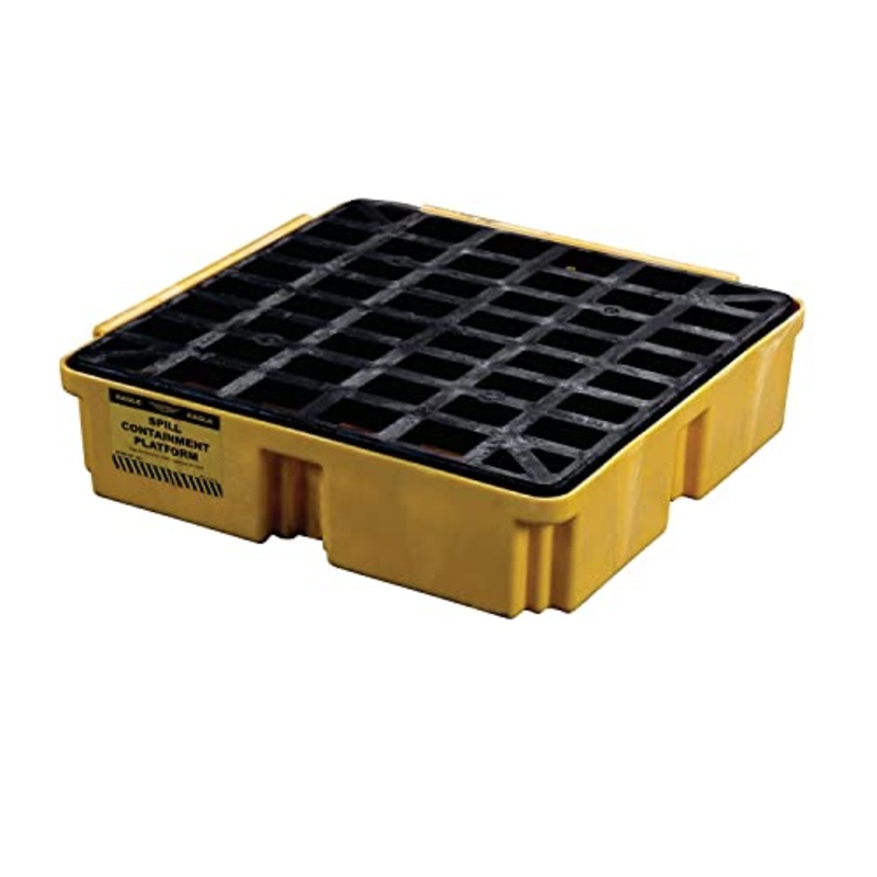 Eagle One Drum Modular Spill Platform, 26.25x26x6.5, 15 Gallon Sump, 2,000 lbs. Load Capacity Containment Tray, Made in USA, Yellow, 1633