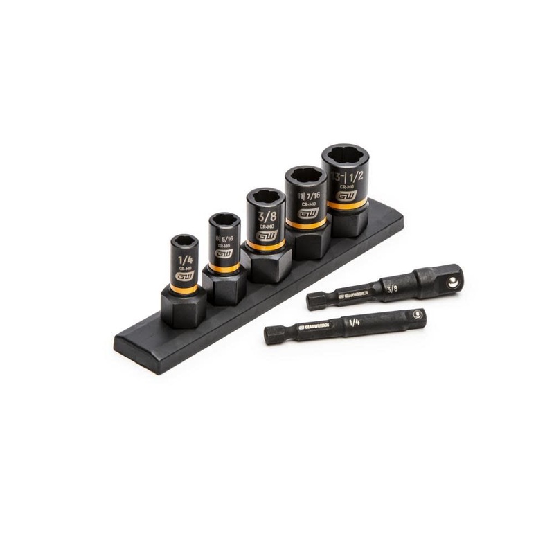 GEARWRENCH 1/4 In. & 3/8 In. Drive SAE 7-Piece Bolt Biter Impact Extraction Socket Set