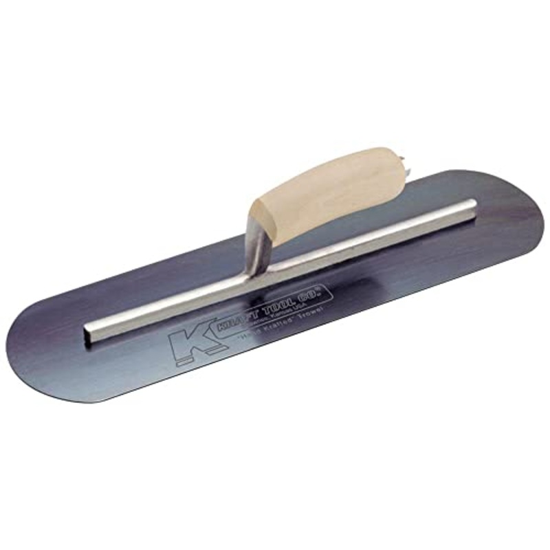 Kraft Tool CF745B Blue Steel Pool Trowel with Camel Back Handle L-Shank, 24 x 4-Inch