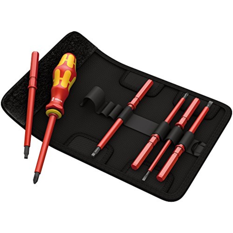 Wera – 5003473001 KK VDE 60i/68i/7 Insulated Interchangeable BladePouch Set (SL/PH/SQ), 7 Piece