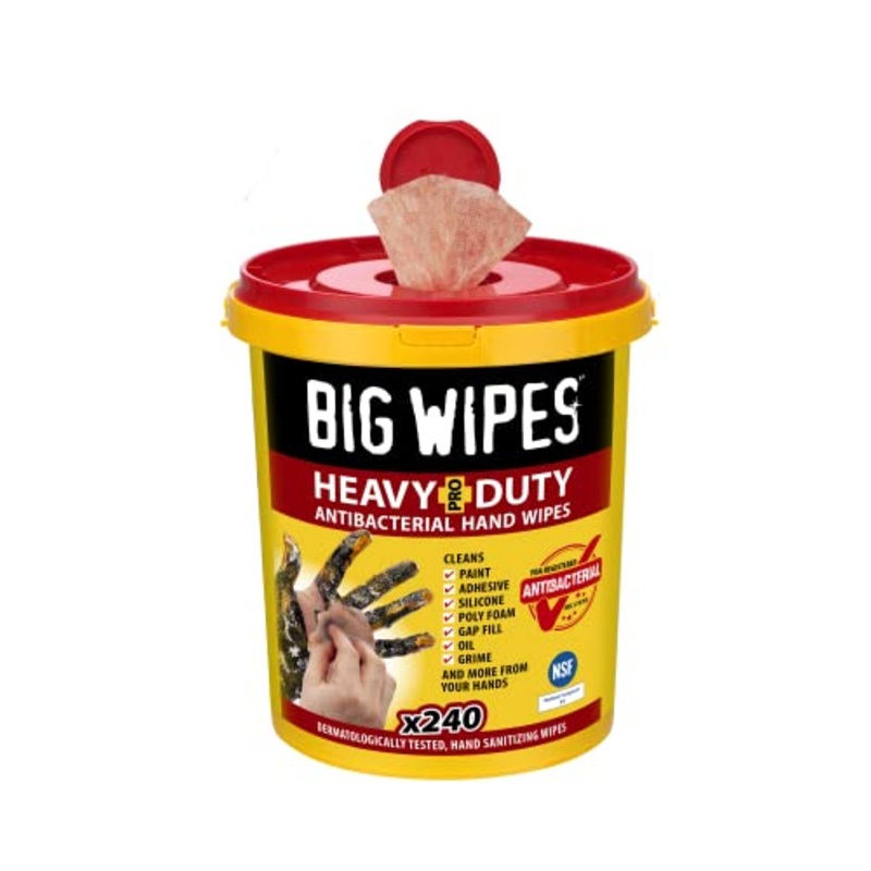 BIG WIPES HEAVY DUTY PRO+ 240 WIPE BUCKET HEAVY DUTY TEXTURED SCRUB & CLEAN WIPES