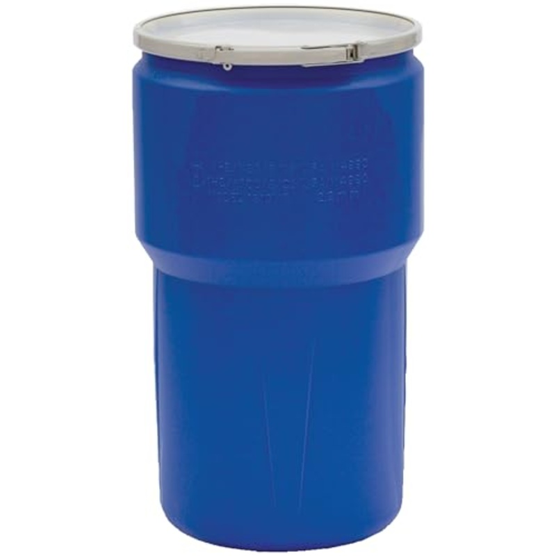 Eagle 14 Gallon Plastic Drum with Lid, Metal Lever-Lock, 26.5×15, Open Head Lab Pack Drum Made of Durable, Lightweight HDPE, Withstands Weather and Chemicals, Made in USA, Blue, 1610MB