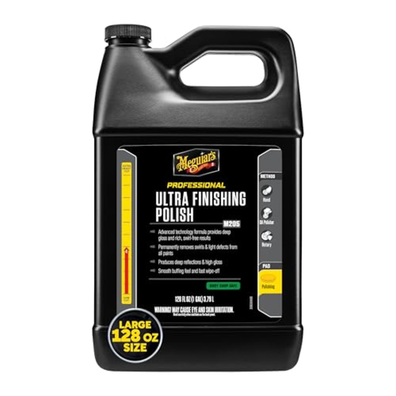 Meguiars Professional Ultra Finishing Polish M20501 – Scratch and Swirl Remover, High-Gloss Detailing Polish for a Show Car Shine, for Use by Hand, DA Polisher or Rotary, 128 Oz, 1 Gallon