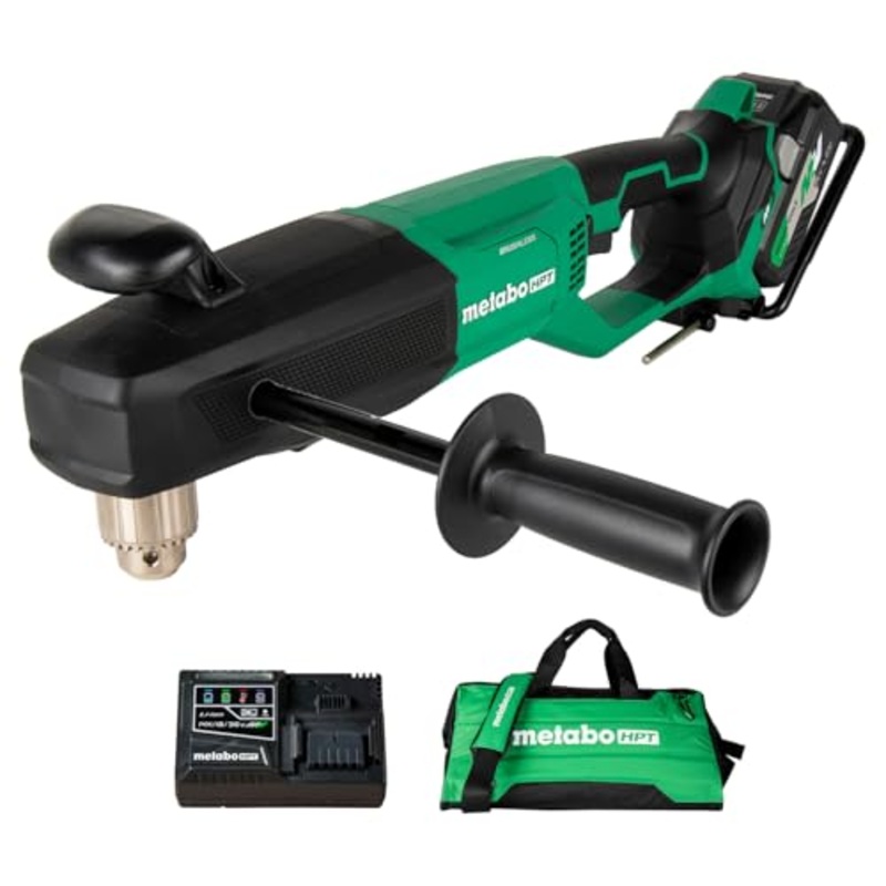 Metabo HPT 36V MultiVolt Cordless 1/2 High Power Right Angle Drill Kit, Power Drill Set with Bag, Lithium-Ion Slide Battery and Charger, 1/2-Inch Chuck, Compact Lightweight Power Tool, D36DYA