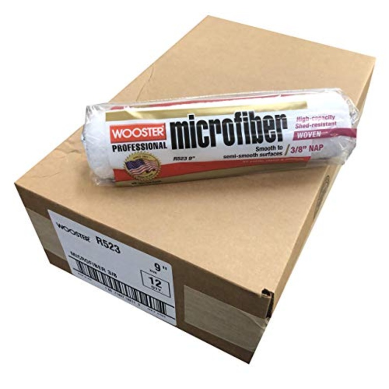 Wooster Brush R523 9 inch Microfiber 3/8 inch Nap Paint Roller Cover – Pack of 12