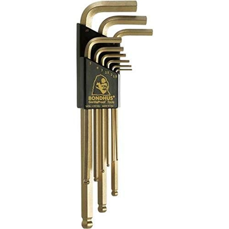 Bondhus 38099 GoldGuard Ballpoint L-Wrench Set – 9 Pc. Metric