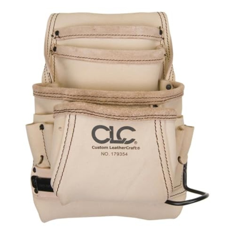 CLC Custom Leathercraft 179354 Carpenter’s Nail and Tool Bag Reversed Top Grain, 10 Pocket