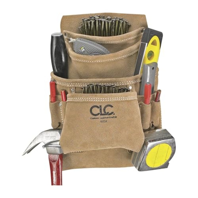 Custom Leathercraft CLC I923X Suede Carpenter’s Nail and Tool Bag, 10 Pocket