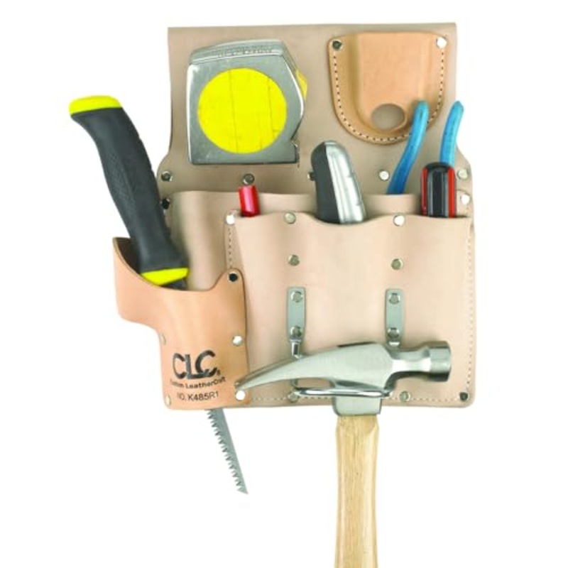 Custom Leathercraft – DW-109 CLC K485R1 Standard Drywaller’s Tool Pouch, Chrome-Tanned Heavy Duty, 7-Pocket, Small