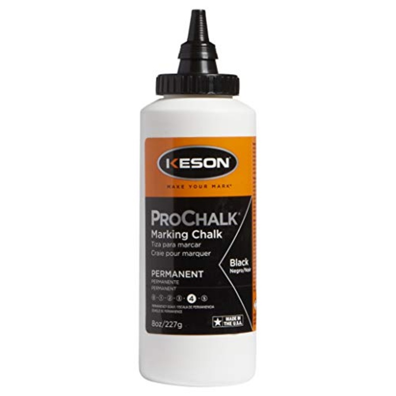 Keson PM8BLACK ProChalk Permanent Marking Chalk – Level 4, Black, 8-Ounce