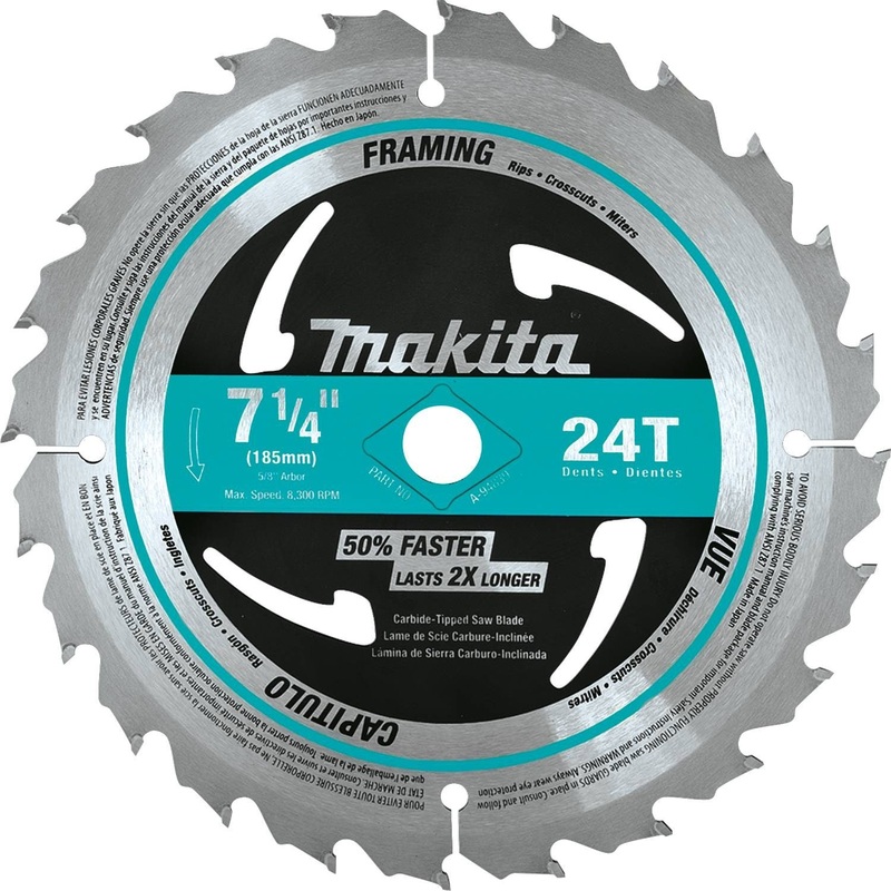 Makita 7-1/4 24T Carbide-Tipped Circular Saw Blade, Framing, 10/pk