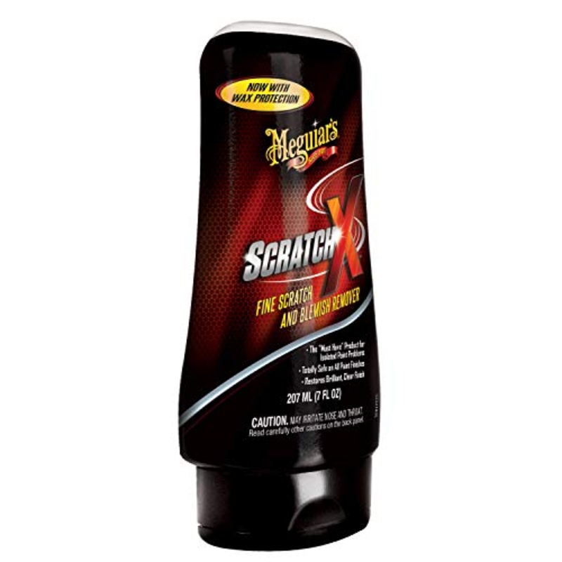 Meguiars ScratchX  Paint Scratch Remover – Permanently Removes Swirls and Scratches While Boosting Gloss and Shine  Removes Defects by Hand or DA Polisher with Hazing or Scratching, 7 Oz Liquid