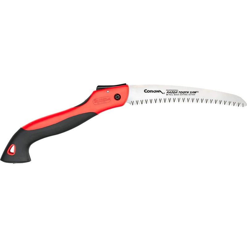 Corona Tools 8-Inch RazorTOOTH Folding Saw, Curved Blade Pruning Saw Designed for Single-Hand Use, Cuts Branches Up to 4 in Diameter – RS7255
