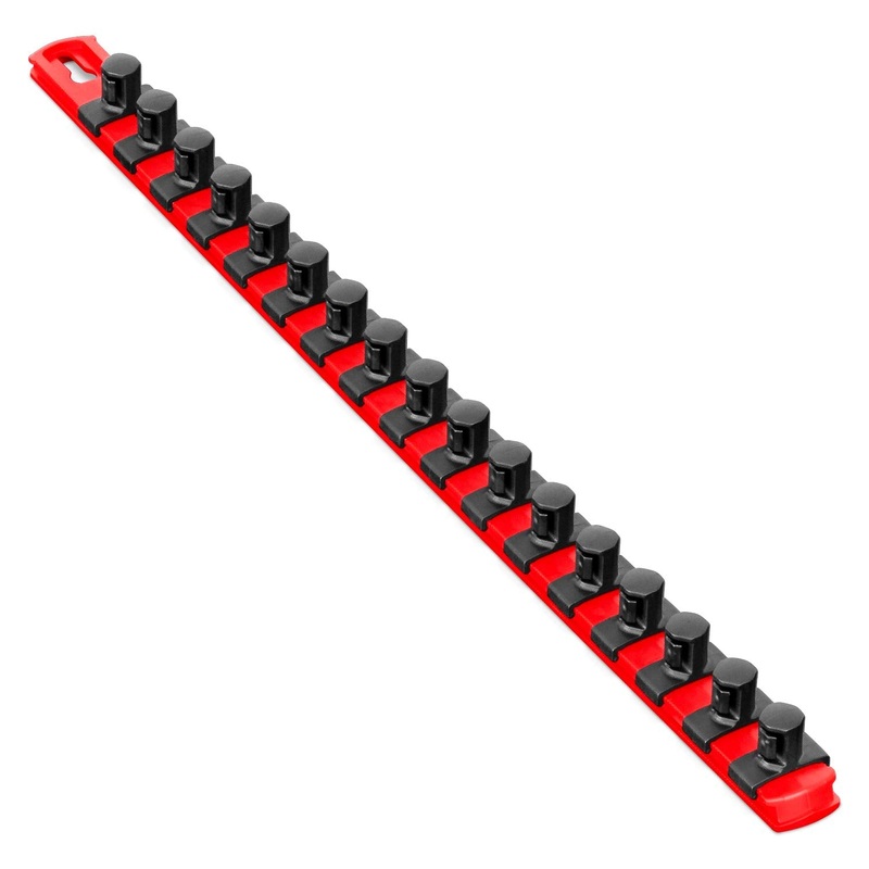 Ernst Manufacturing 18-Inch Socket Organizer with 17 1/2-Inch Twist Lock Clips, Red (8402-Red-1/2)