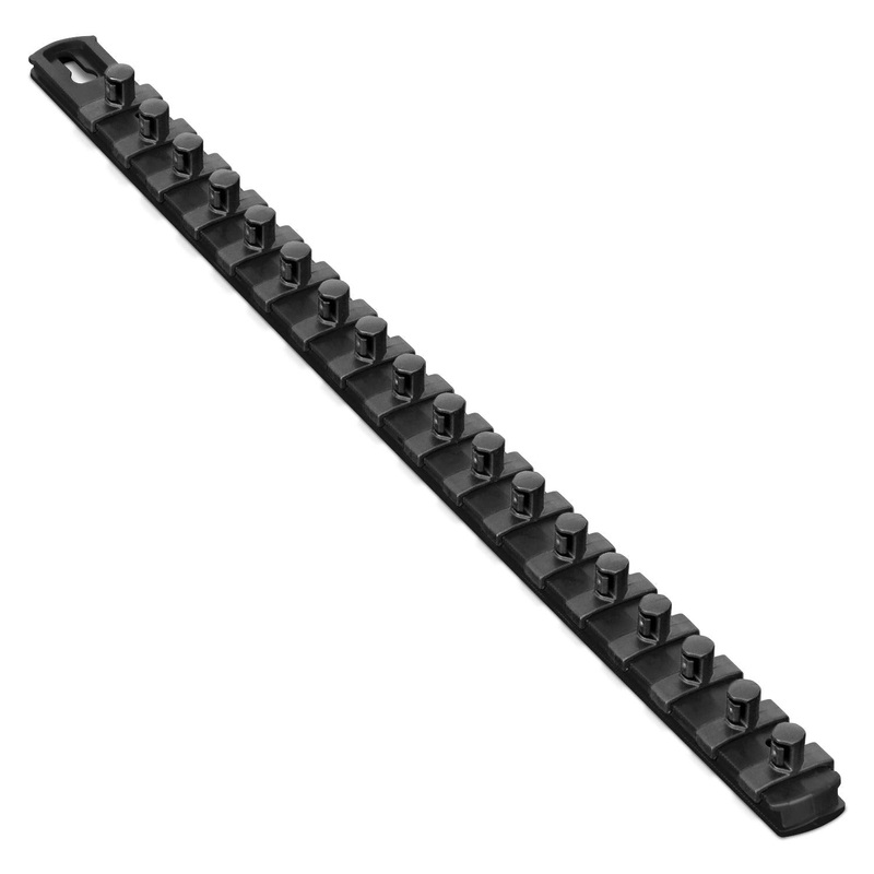Ernst Manufacturing 18-Inch Socket Organizer with 18 3/8-Inch Twist Lock Clips, Black (8421-Black-3/8)
