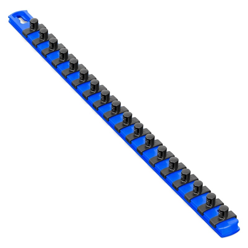 Ernst Manufacturing 18-Inch Socket Organizer with 18 3/8-Inch Twist Lock Clips, Blue (8404-Blue-3/8)