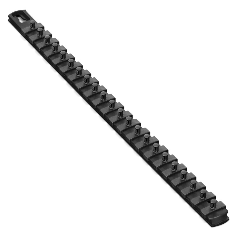 Ernst Manufacturing 18-Inch Socket Organizer with 22 1/4-Inch Twist Lock Clips, Black (8420-Black-1/4)