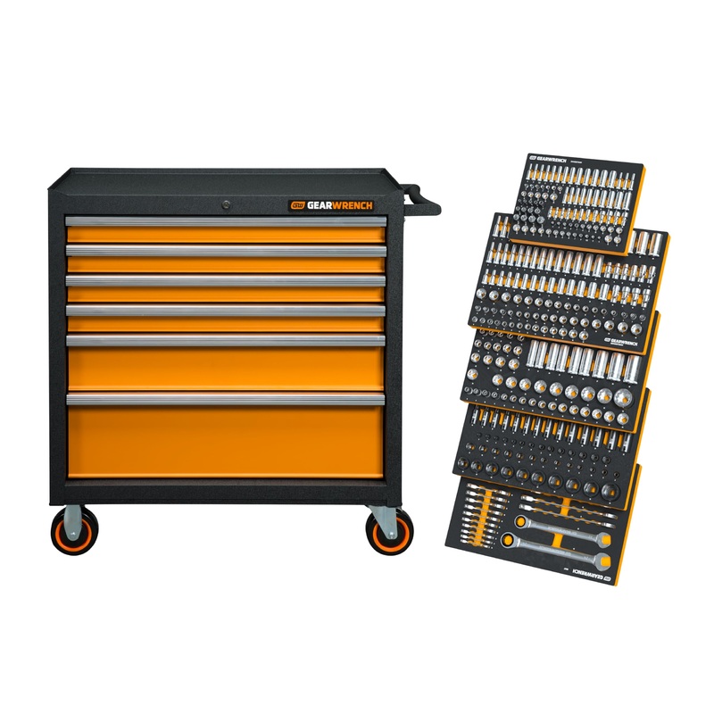 GEARWRENCH 358 Piece MEGAMOD Metric Mechanics Tool Set in Modular Foam Trays with Rolling Cabinet – MEGAMOD358