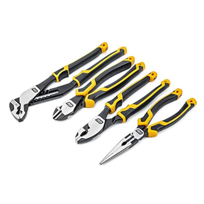 GEARWRENCH (82203C) Pitbull Auto-Bite Tongue & Groove Dual Material Pliers with K9 Jaws – 4 Piece Mixed Set