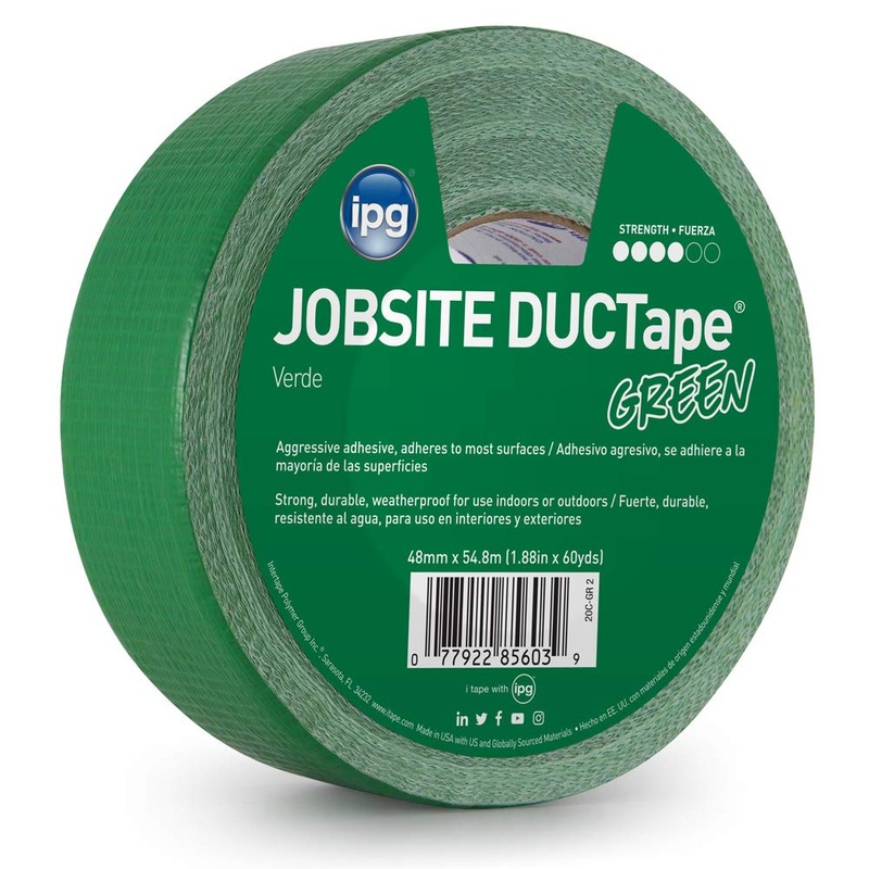 IPG JobSite DUCTape, Colored Duct Tape, 1.88 x 60 yd, Green (Single Roll)