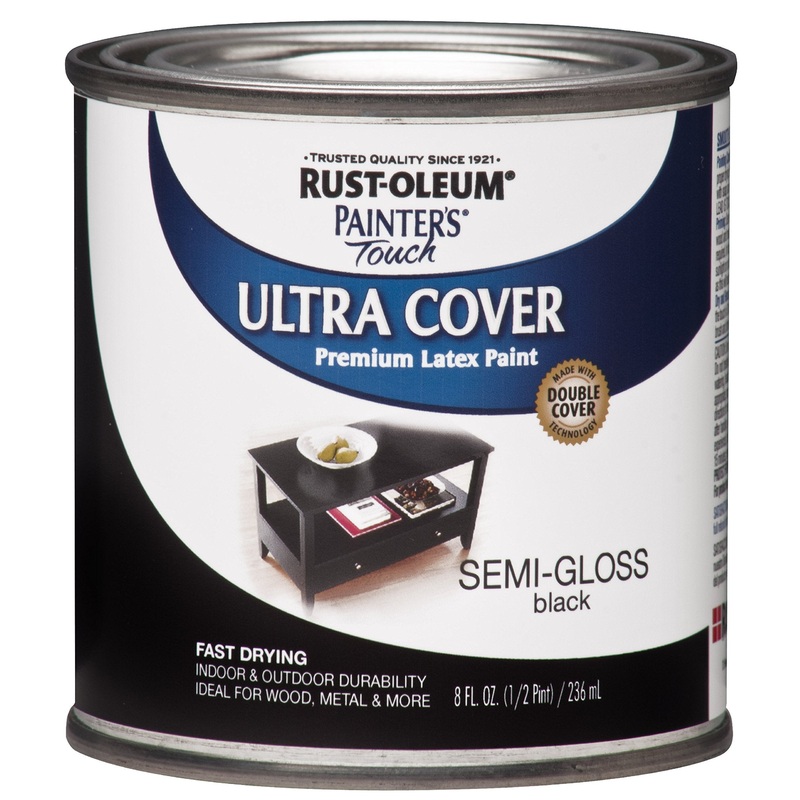 Rust-Oleum 1974730 Painter’s Touch Latex Paint, Half Pint, Semi-Gloss Black (Pack of 6)