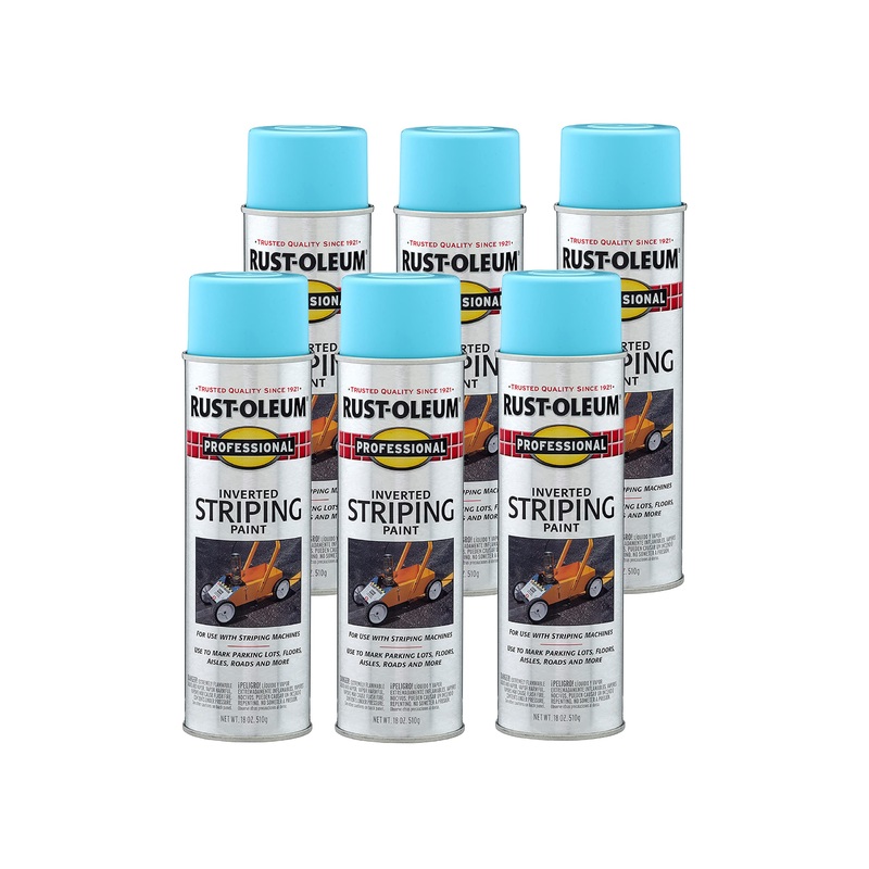 Rust-Oleum 2526838 Professional Inverted Striping Spray Paint, 18 oz, Blue (Pack of 6)