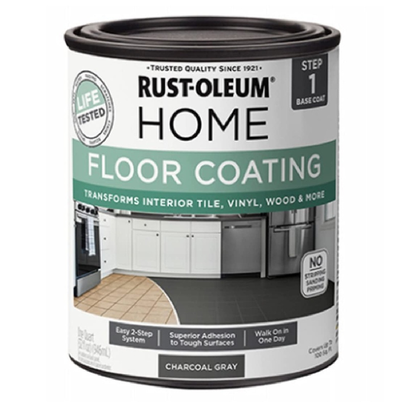 Rust-Oleum 365928 Floor Coating Base Coat, Charcoal Gray, Quart