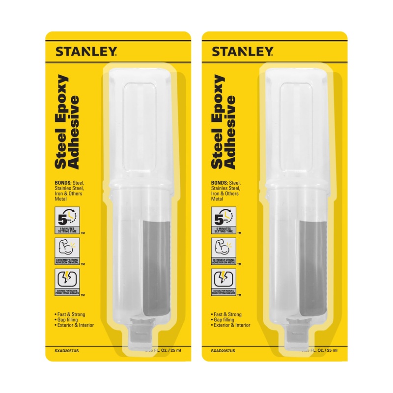 STANLEY Steel Adhesive – Quick Bonding for Repairs, Automotive, and Construction – 0.85 oz – Steel Epoxy (Pack of 2)