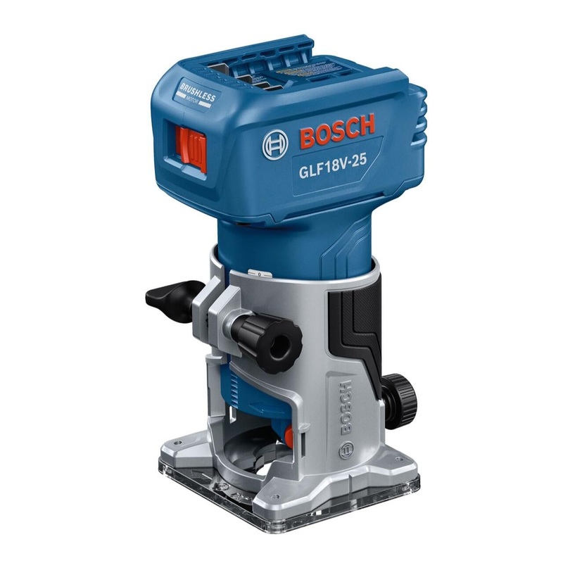 BOSCH GLF18V-25N 18V Laminate Trim Router – Powerful Brushless Motor, 10,000-30,000 RPM, Lightweight, Ergonomic, Enhanced Dust Extraction, Quick Depth Adjustments for Precise Trimming