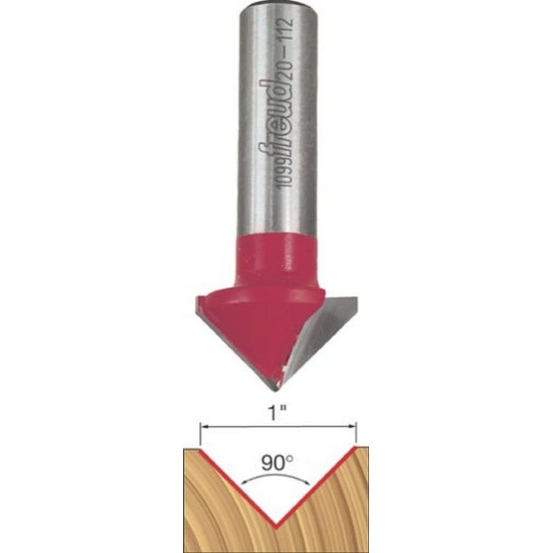 Freud (20-112) 90-Degree V-Grooving Router Bit with 1/2 Shank, 2-1/2 Overall Length, 1 Diameter