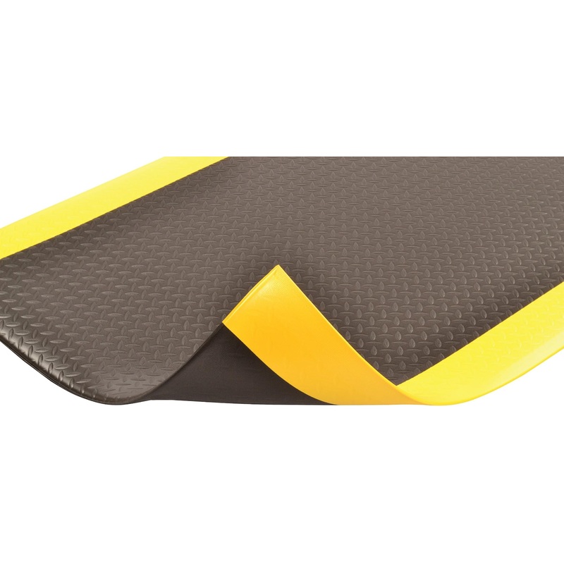 Notrax 419 Diamond Sof-Tred with Dyna-Shield 2′ x 60′ x 1/2 Anti Fatigue Mat, Slip Resistant Diamond Textured Surface, Ideal for Industrial and Commercial Workplaces, Black/Yellow, 419R0024BY