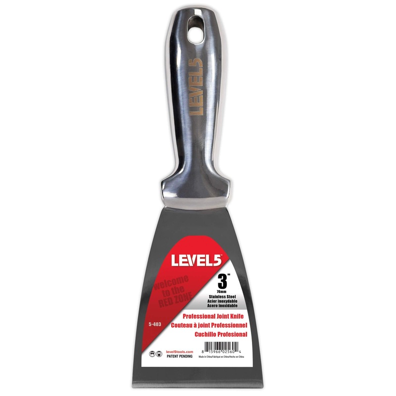 3 All Stainless Steel Joint Knife – LEVEL5 | Professional Grade Putty Blade, Premium Polished All-Metal, Precision Ground Edge, Ergonomic, Corrosion Resistant | 5-403