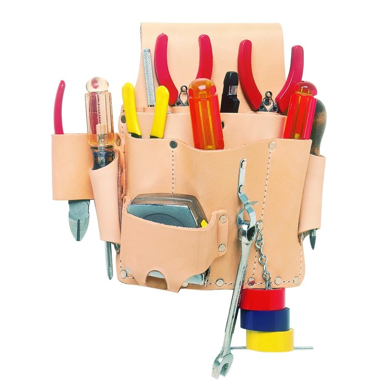 CLC Custom Leathercraft W500 Electrician’s Tool Pouch, Heavy Duty, 8-Pocket, Tan